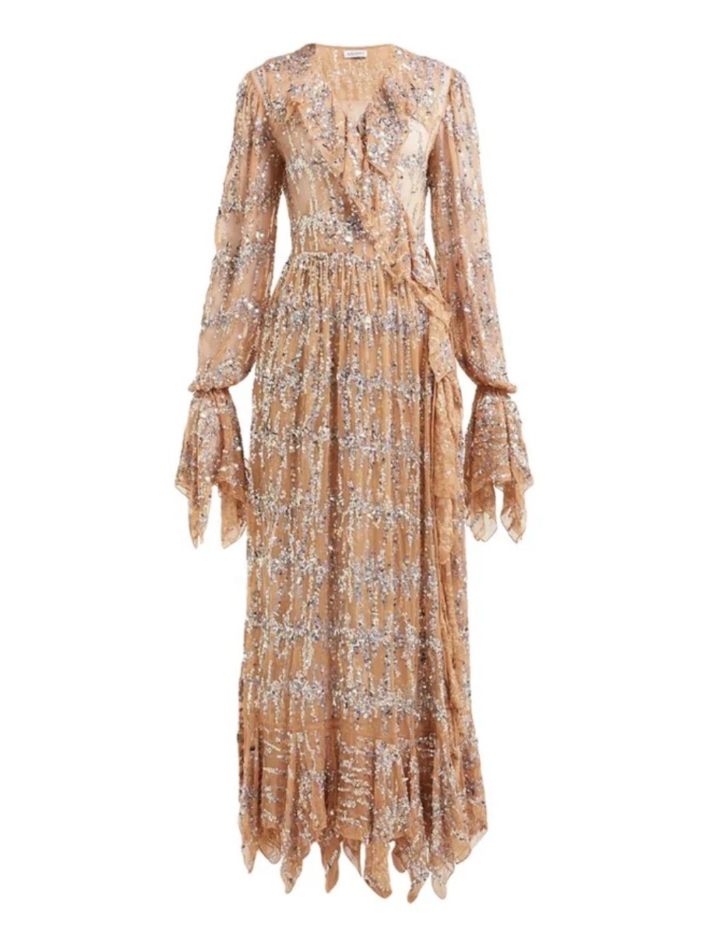 Ashish Champagne Sequin Wrap Maxi Dress